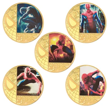 Памятная Монета Marvel Аниме Персонаж Человек-Паук Тема Золотая Монета Студенческий Тренд Украшения Детские Игрушки Детские Подарки На День Рождения - Изображение 1  