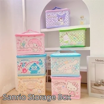 Sanrio My Melody Kuromi Hello Kitty Коробка Для Хранения Большой Емкости Складной Портативный Настольный Органайзер Коробка Кавайные Игрушки Подарок - Изображение 1  