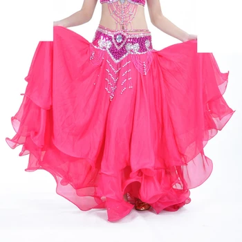 Женская юбка длиной 12 метров, Трехслойная шифоновая юбка для танца живота, юбка для торта, Сценическое представление, Народный танец, 14 цветов - Изображение 1  