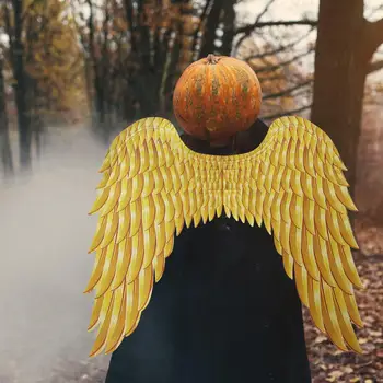 Хэллоуин 3D Крылья Ангела Нетканая Ткань Реалистичная Удобная для Тематических Вечеринок 90x84 см Косплей Аксессуар с Эластичными Ремешками - Изображение 1  