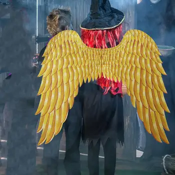 Хэллоуин 3D Крылья Ангела Нетканая Ткань Реалистичная Удобная для Тематических Вечеринок 90x84 см Косплей Аксессуар с Эластичными Ремешками - Изображение 2  