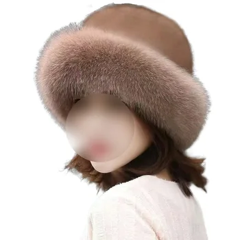 Женская зимняя меховая шапка дышащего дизайна, шляпа широкого применения для офисных поездок, школьных походов, верховой езды - Изображение 1  