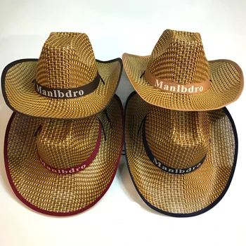Новые летние ковбойские шляпы в стиле Вестерн из соломы с широкими полями, женские мужские солнцезащитные шляпы для путешествий на открытом воздухе, повседневная панама Унисекс - Изображение 1  