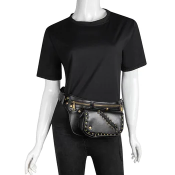Европейская и американская панк-сумка из искусственной кожи, женская ретро-средневековая сумка через плечо, маленькая сумка для мобильного телефона, спортивная сумка на открытом воздухе, поясная сумка - Изображение 2  