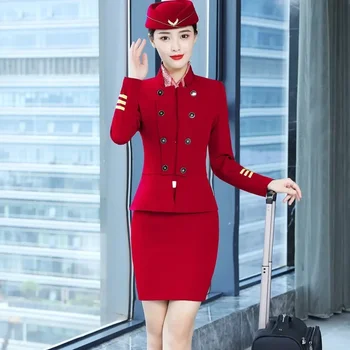 Модный салон красоты, одежда администратора на стойке регистрации в отеле, рабочий костюм стюардессы из состава экипажа поезда, авиационная униформа S-6XL - Изображение 2  