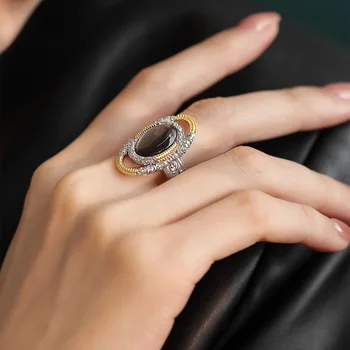 Кольцо на палец из серебра 925 пробы, винтажный дизайн в виде листьев, Элегантный геометрический панк Для женщин, подарок для девочек, Прямая поставка Оптом - Изображение 2  