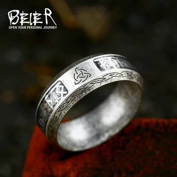 BEIER 2023 Новый креативный дизайн, нержавеющая сталь 316L, кольцо с рисунком викинга и кельтского узла, ретро-ювелирные изделия, мужское кольцо, подарок для парня - Изображение 2  