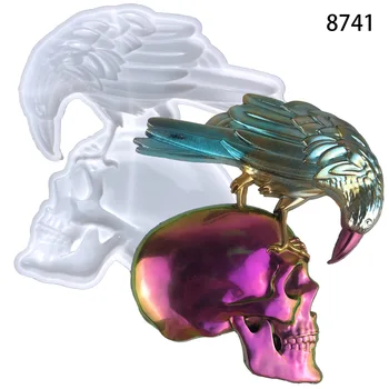 Сделай сам Украшение в виде Вороны и черепа на Хэллоуин, Хрустальная форма для капельницы, Настенное украшение, Силиконовая форма в виде черепа - Изображение 1  