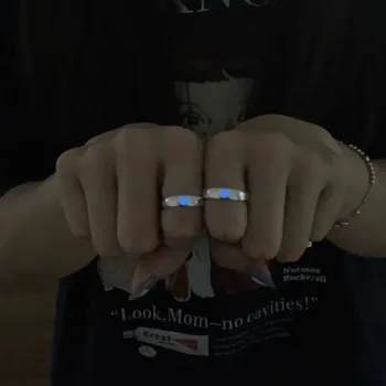 Регулируемый Подарок Ювелирных изделий Творческой Личности, Винтажное кольцо Унисекс в Корейском стиле, Светящееся Кольцо для пары, Кольцо для пальца с сердечком Любви - Изображение 1  