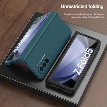 Однотонный Складной Чехол Для Телефона Macaron С Петлей для Samsung Galaxy Z Fold5 Shell Film Интегрированный Чехол Для защиты От падения 