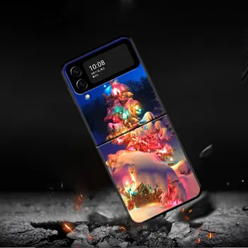 Веселая Рождественская Елка со Снежинками Чехол Для Телефона Samsung Galaxy Z Flip 4 Z Flip3 5G Shell для Galaxy Z Flip Hard Cover PC Fundas - Изображение 2  