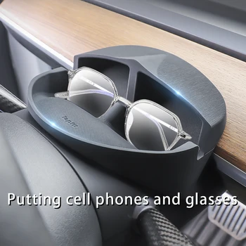 Для Tesla Модель 3 / Y Силиконовый органайзер на рулевом колесе Держатель для мобильного телефона Подставка для очков Силиконовый органайзер на рулевом колесе - Изображение 1  