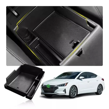 Ящик для хранения автомобильного подлокотника для Hyundai Elantra 2019 2020 Ящик для хранения центрального управления Аксессуары для интерьера автомобиля Черный - Изображение 1  