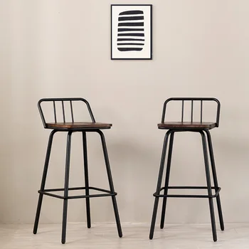 Барный стул минималистичный барный стул стул с высокими ножками стул со спинкой стул железный стул из массива дерева - Изображение 1  