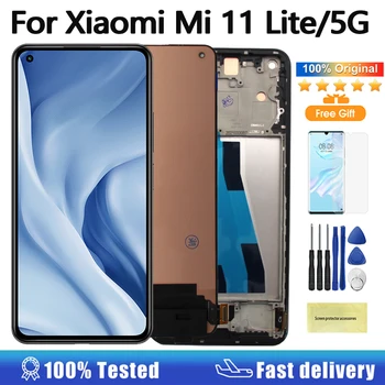 Оригинальный ЖК-дисплей Для Xiaomi Mi 11 Lite ЖК-дисплей M2101K9AG С Сенсорным Экраном и Цифровым Преобразователем В Сборе Для Xiaomi Mi 11 Lite 5G ЖК-дисплей - Изображение 1  