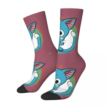 Хип-хоп Ретро, веселые, красочные, сумасшедшие Мужские компрессионные носки Унисекс Fairy Tail, уличный стиль Аниме, бесшовные носки с принтом Happy Crew - Изображение 1  