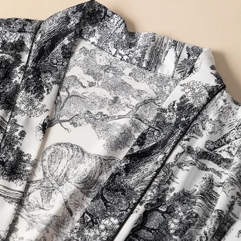 Летняя женская атласная кружевная ночная рубашка, кимоно, халат и комплект халатов, сексуальная пижама для отдыха с V-образным вырезом - Изображение 2  
