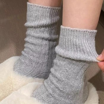 Модные уличные носки средней длины Японские утолщенные спортивные носки Женские утепленные теплые носки Трикотажные спортивные носки - Изображение 1  