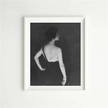Винтажный портрет, гламурные принты, шикарный декор, темная фотография, черно-белое полотно, плакат для украшения стен в домашней комнате - Изображение 1  