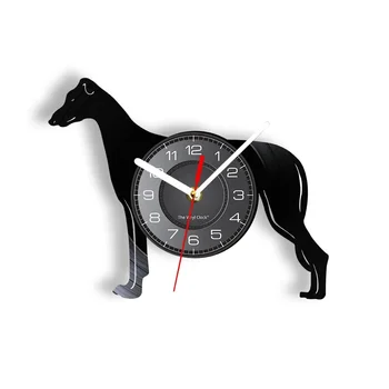 Настенные Часы I Love Dog Greyhound Silhouette Прекрасная Собачья Порода Домашних Животных Настенные Часы со Светодиодной Подсветкой Подарок для Владельца Борзой - Изображение 1  