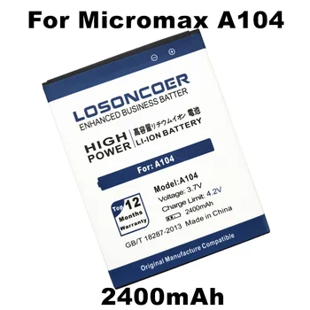 LOSONCOER 2400 мАч Для аккумулятора Micromax A104 - Изображение 1  