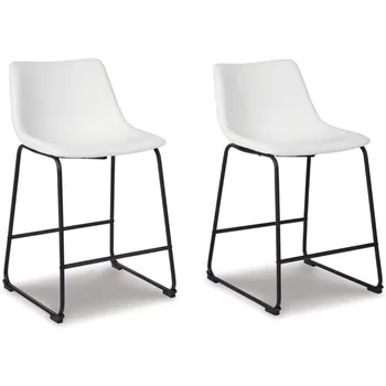 Фирменный дизайн Ashley Centiar Urban Industrial, барный стул с ковшеобразным сиденьем высотой 23,75 дюйма, 2 отсека, белый - Изображение 1  