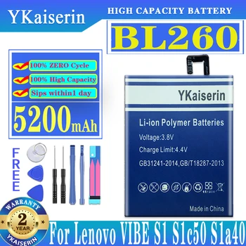 YKaiserin 4900 мАч BL260 BL 260 Аккумулятор для Lenovo VIBE S1 Lite S1Lite S1La40 Аккумуляторы + Бесплатные инструменты - Изображение 1  