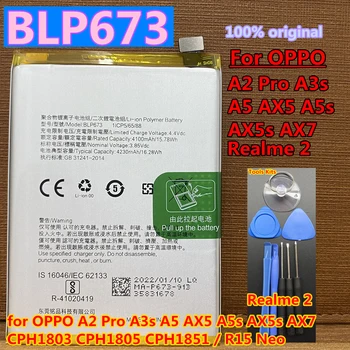 Оригинальный Новый Аккумулятор BLP673 4230mAh для OPPO Realme 2 A2 Pro A3s A5 AX5 A5s AX5s AX7 CPH1803 CPH1805 CPH1851 /R15 Neo - Изображение 2  