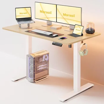 Компьютерный стол, офисный стол с регулируемой высотой 48 * 24 дюйма с крючком для наушников, рабочее место компьютерного офисного стола, компьютерный стол - Изображение 1  