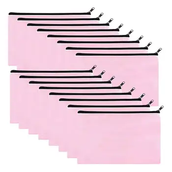Розовая холщовая косметичка из 16 упаковок, объемные косметички с многоцветной застежкой-молнией, холщовый пенал на молнии, сделай сам - Изображение 1  