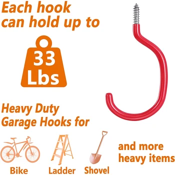 Велосипедный крюк для гаража, гаражные крючки, крючок для хранения с виниловым покрытием, крючок для вешалки для велосипеда, винт для крепления на стене и потолке - Изображение 2  